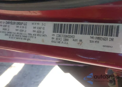 2011 Chrysler 200 Touring from USA, damaged, VIN 1C3BC1FG5BN552453